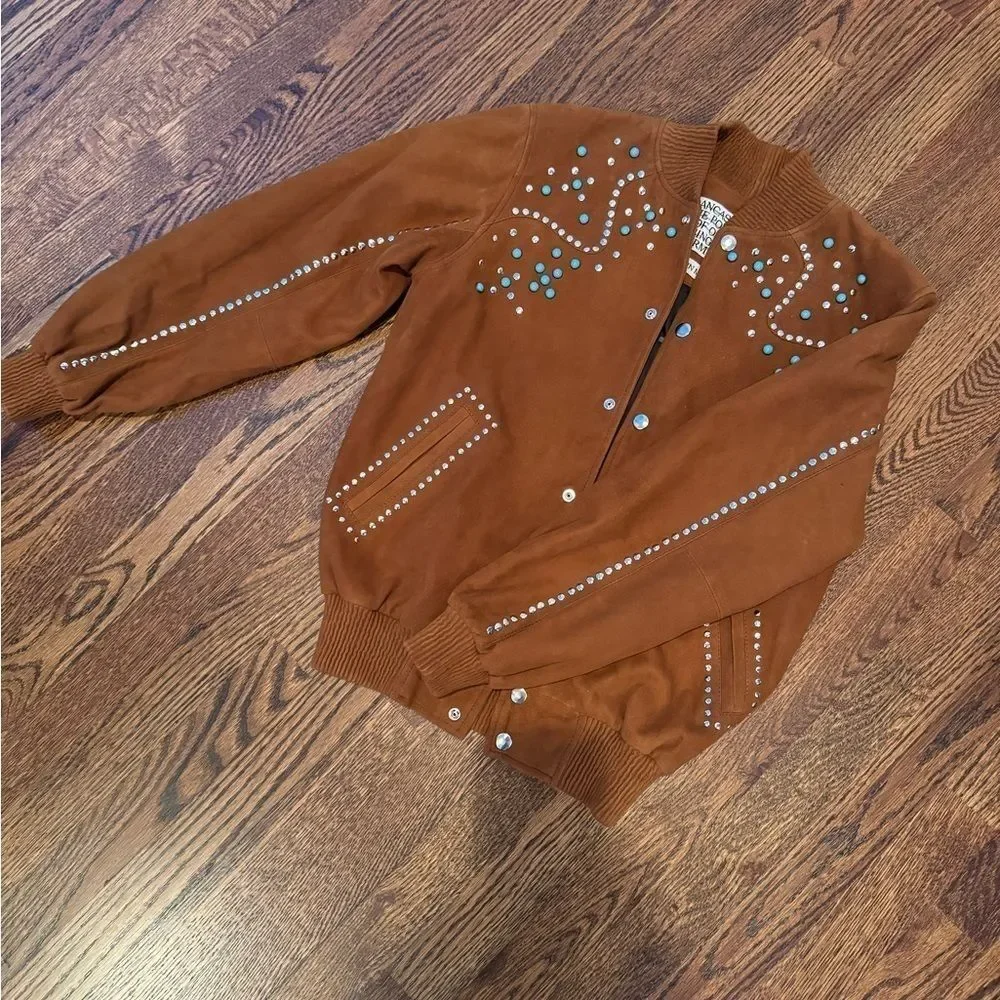 NWT Free People Dancassab Ennio Bomber Leather Suede Jacket Coat
Bead Stud Brown - Picture 8 of 9